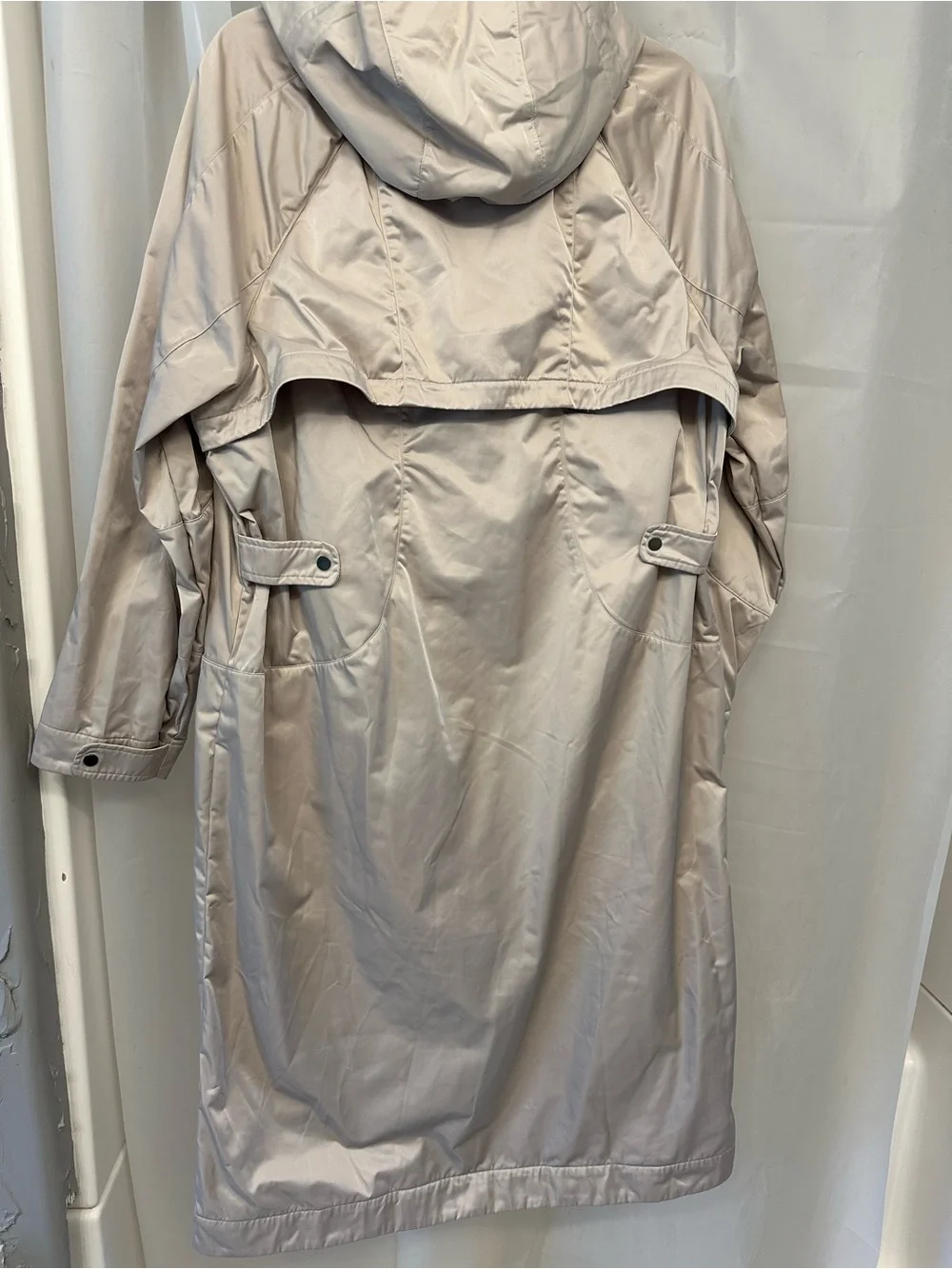 lululemon athletica Long Hooded Trench Coat in Beige